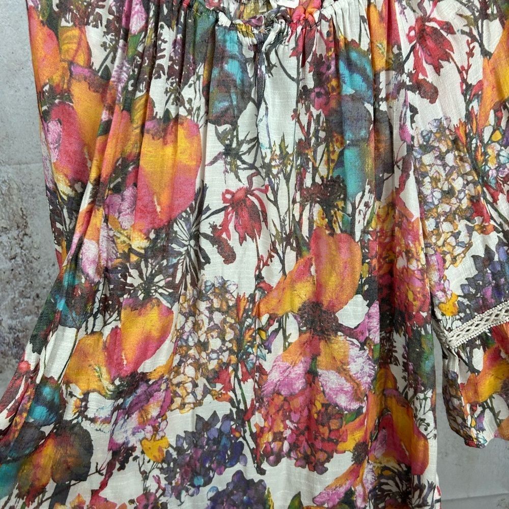 Spense Multicolor Floral Off-Shoulder Tunic Top - Picture 2 of 6
